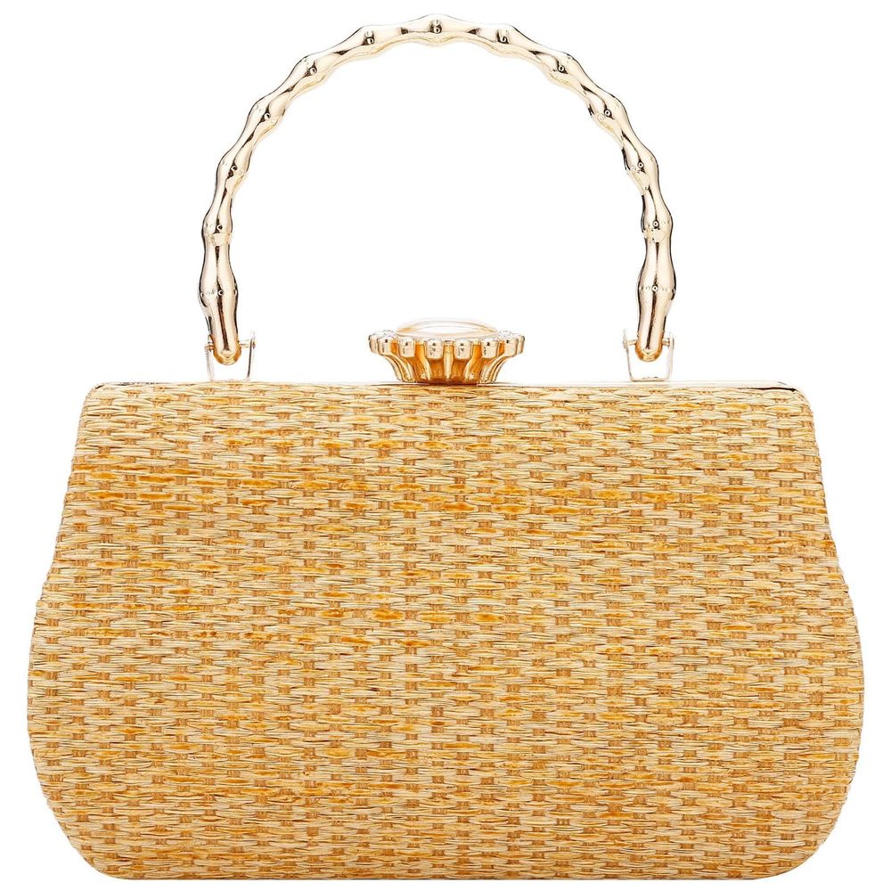 Straw Clutch Purses Summer Trendy Rattan Beach Bags Wicker Woven :P